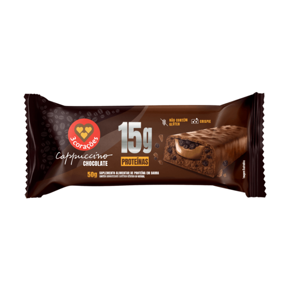 imagem de BARRA PROTEÍNA 3 CORAÇÕES CAPPUC CHOC 50G
