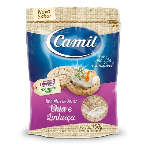 imagem de BISCOITO DE ARROZ INTEGRAL CAMIL COM CHIA E LINHAÇA 150GR