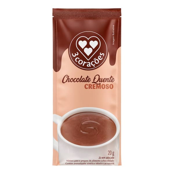 imagem de CHOCOLATE QUENTE PÓ 3 CORAÇÕES 20G SACHE