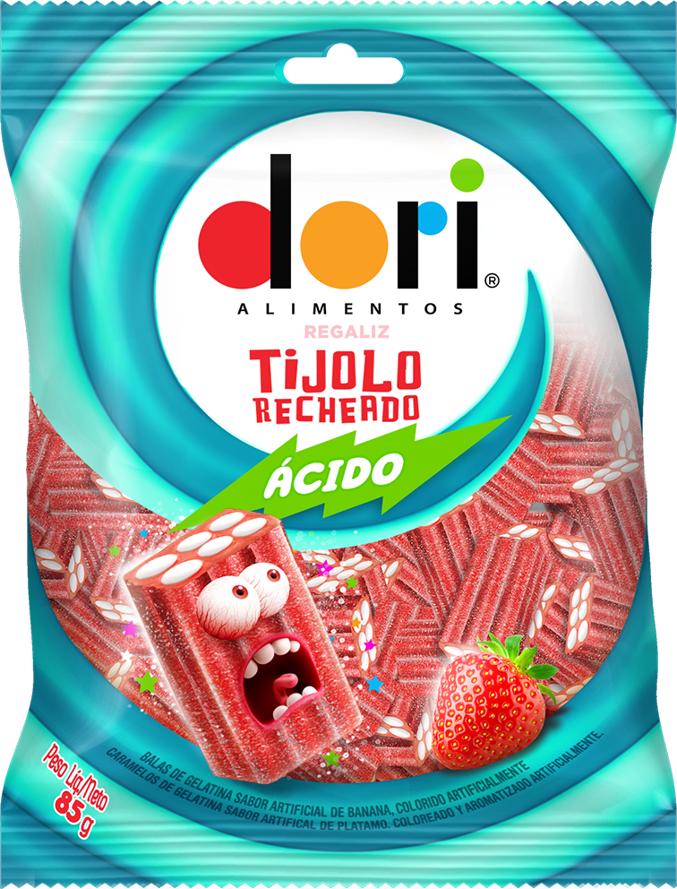 imagem de BALA DORI REGALIZ TUBO TIJOLO RECHEADO 70G