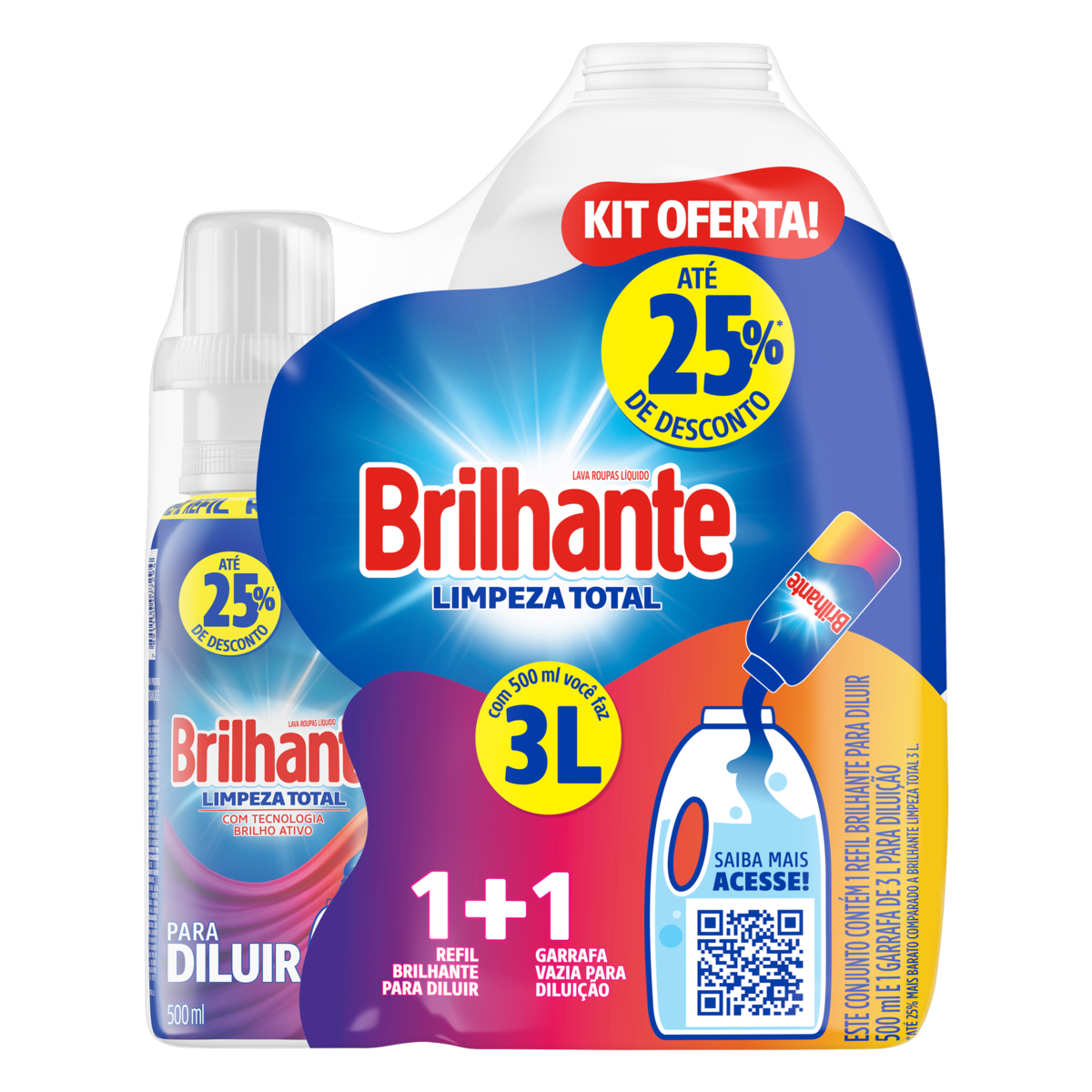 imagem de DETERGENTE LÍQUIDO BRILHANTE DILUÍV 500ML