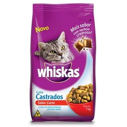 imagem de RAÇÃO WHISKAS CARNE GATO CASTRADO PACOTE 900G