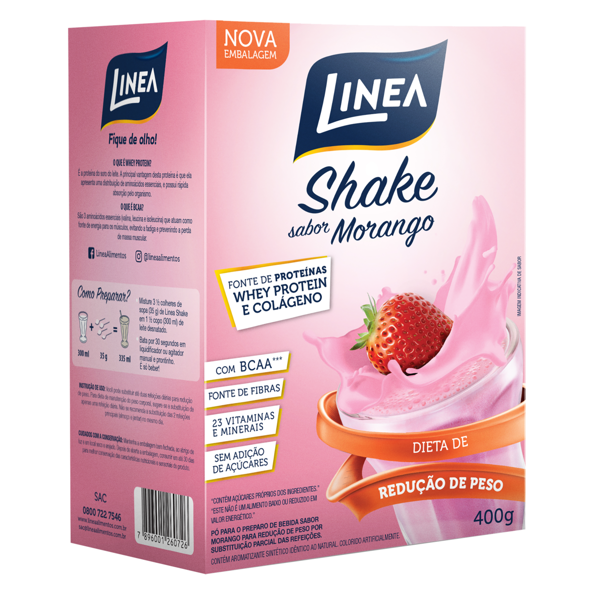 imagem de SHAKE LINEA MORANGO 400G