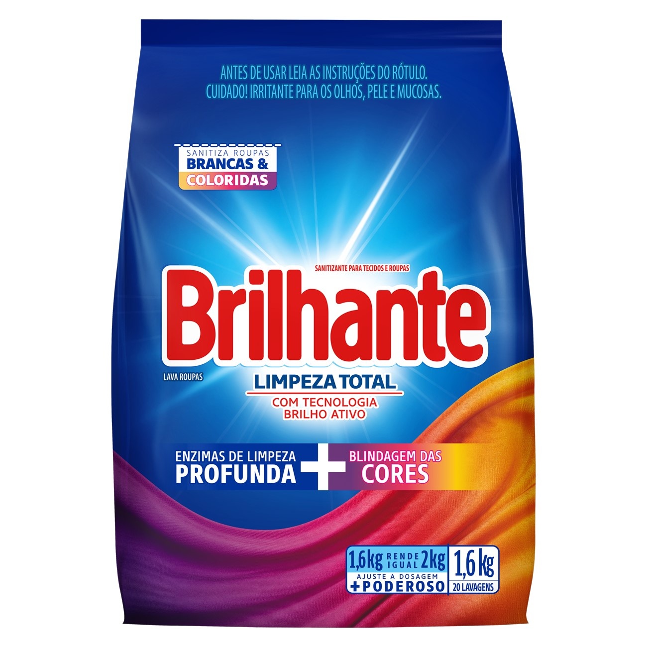 imagem de DETERGENTE PÓ BRILHANTE 1.6KG LIMPEZA TOTAL SC