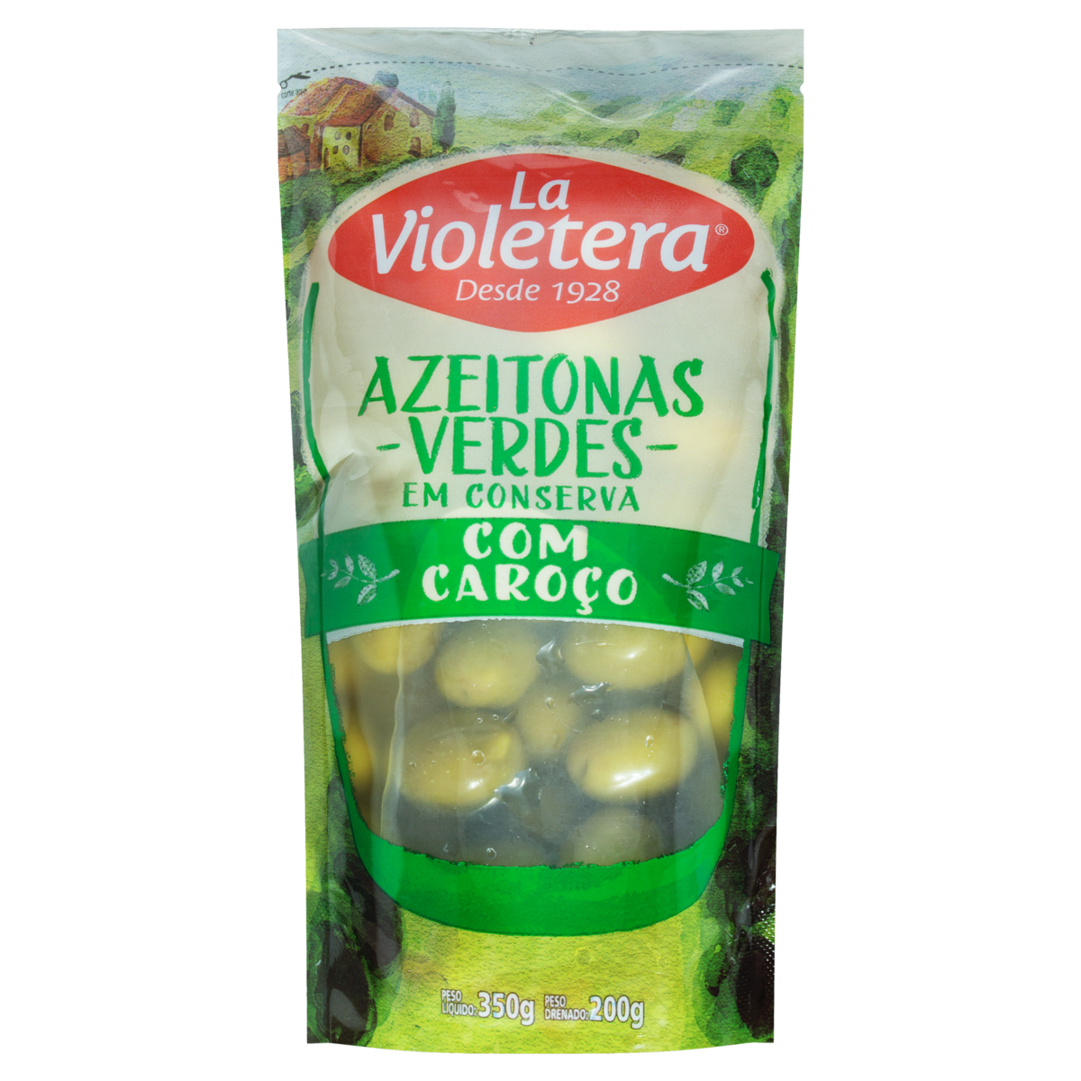 imagem de AZEITONA 200G LA VIOLETERA COM CAROÇO VERDE DP.