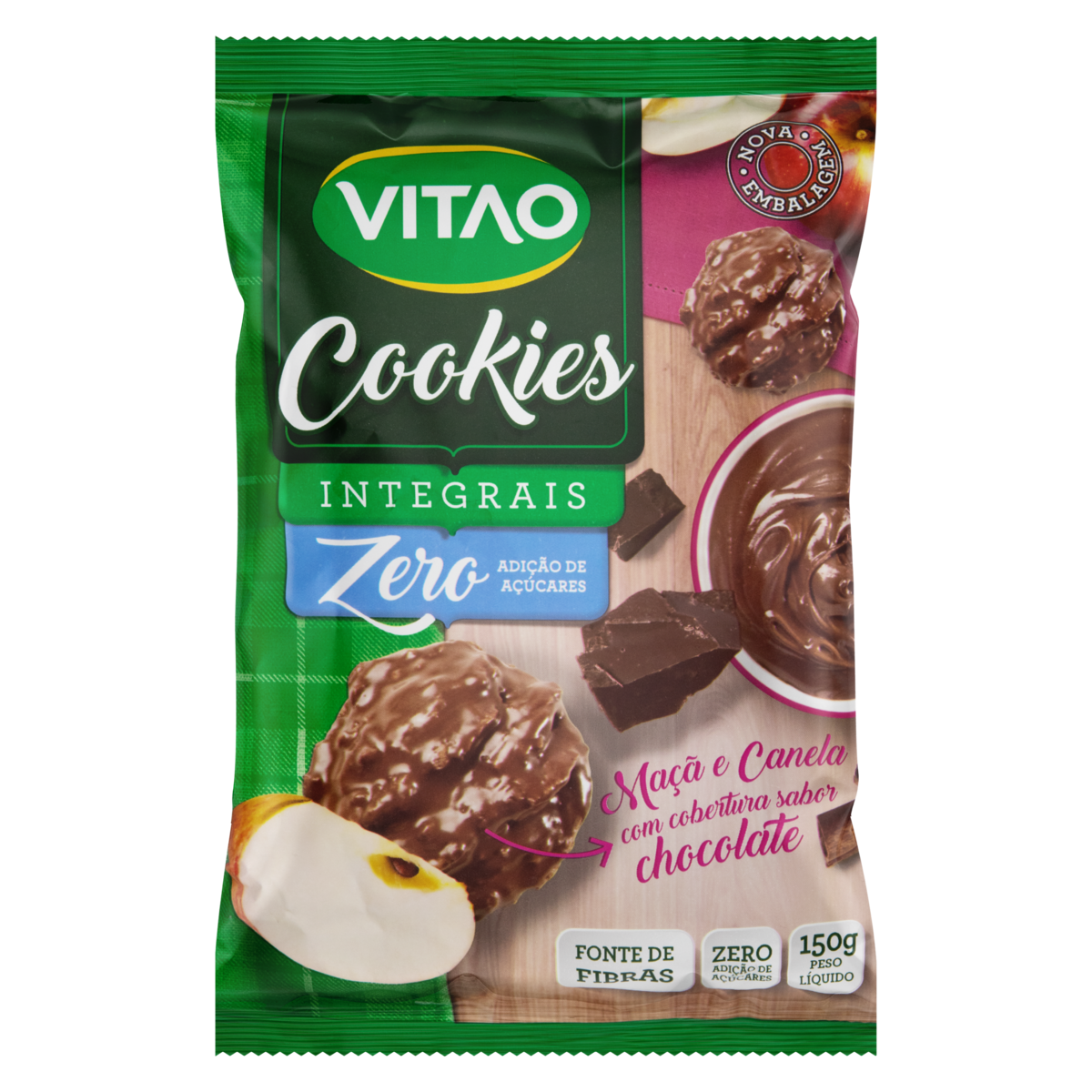 imagem de COOKIES CHOCOLATE VITAO ZERO 120G MAÇÃ CANELA