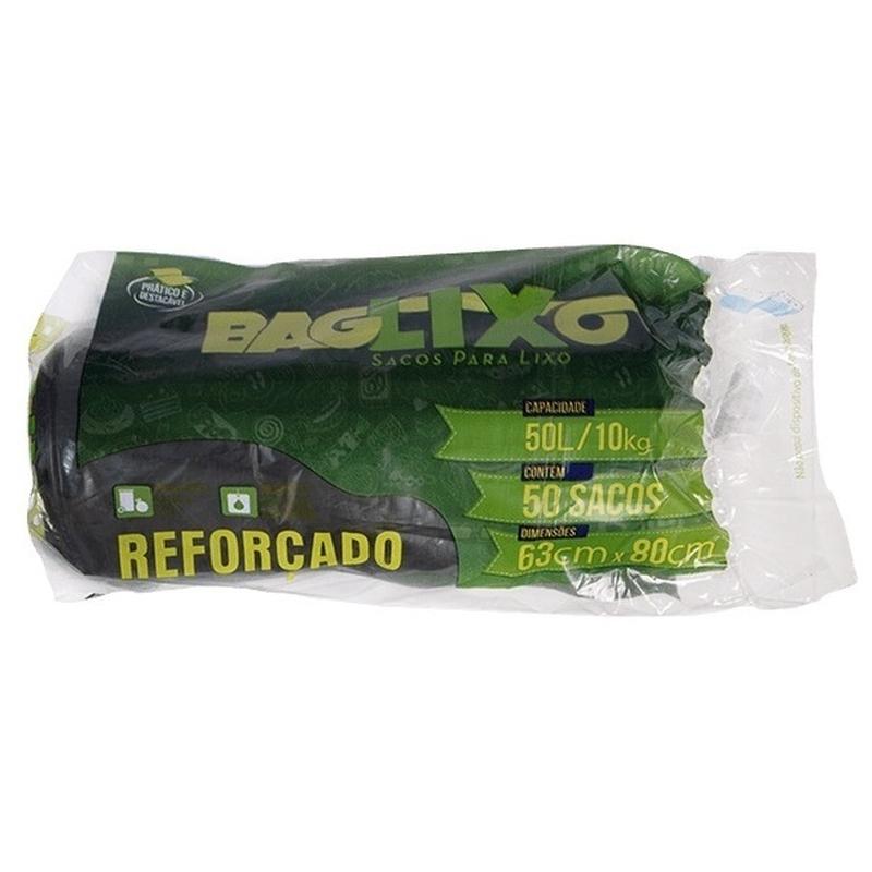 imagem de SACO LIXO BAG LIXO REFORÇADO PRETO 50LITROS 50UN