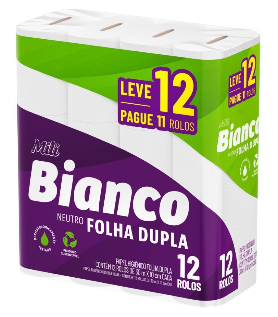 imagem de PAPEL HIGIÊNICO MILI BIANCO 30MT FD NEUTRO 12U