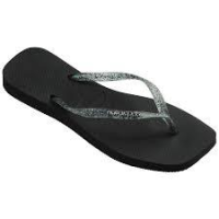 imagem de SANDÁLIA HAVAIANAS SL SQ LOGO MET 37 38 PRETO/PRATA