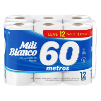 imagem de PAPEL HIGIÊNICO MILI BIANCO 60MT NEUTRO 12U