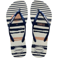 imagem de SANDÁLIA HAVAIANAS SLIM NAUTICAL 37 38 BEGE PALHA/MAR